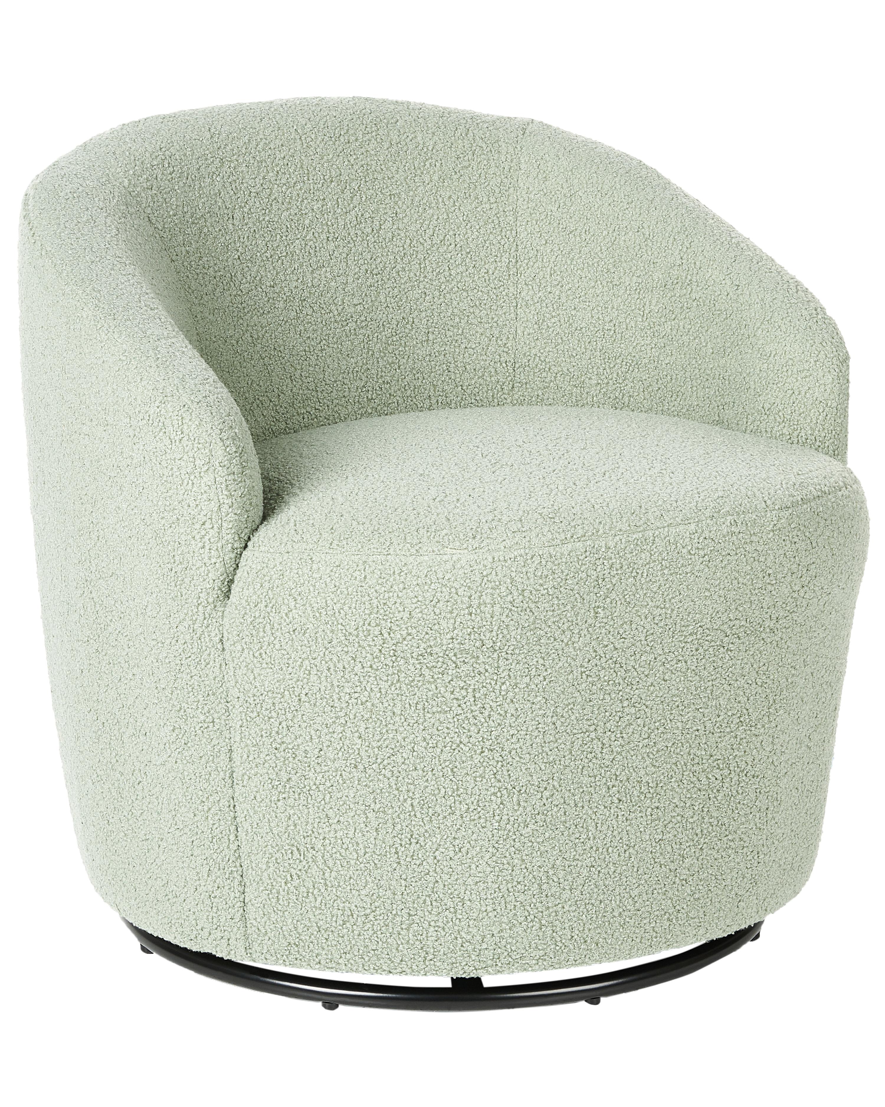 Draaifauteuil DAVIK Bouclé Lichtgroen