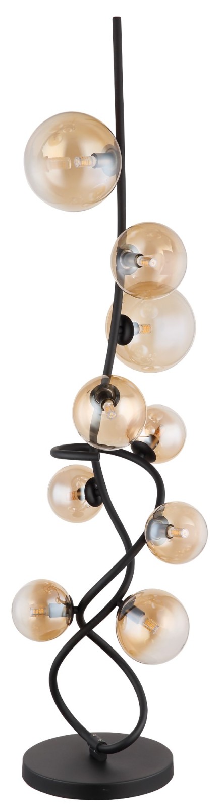 LED-Stehleuchte - schwarz matt - amber - 9-flammig - 155 cm