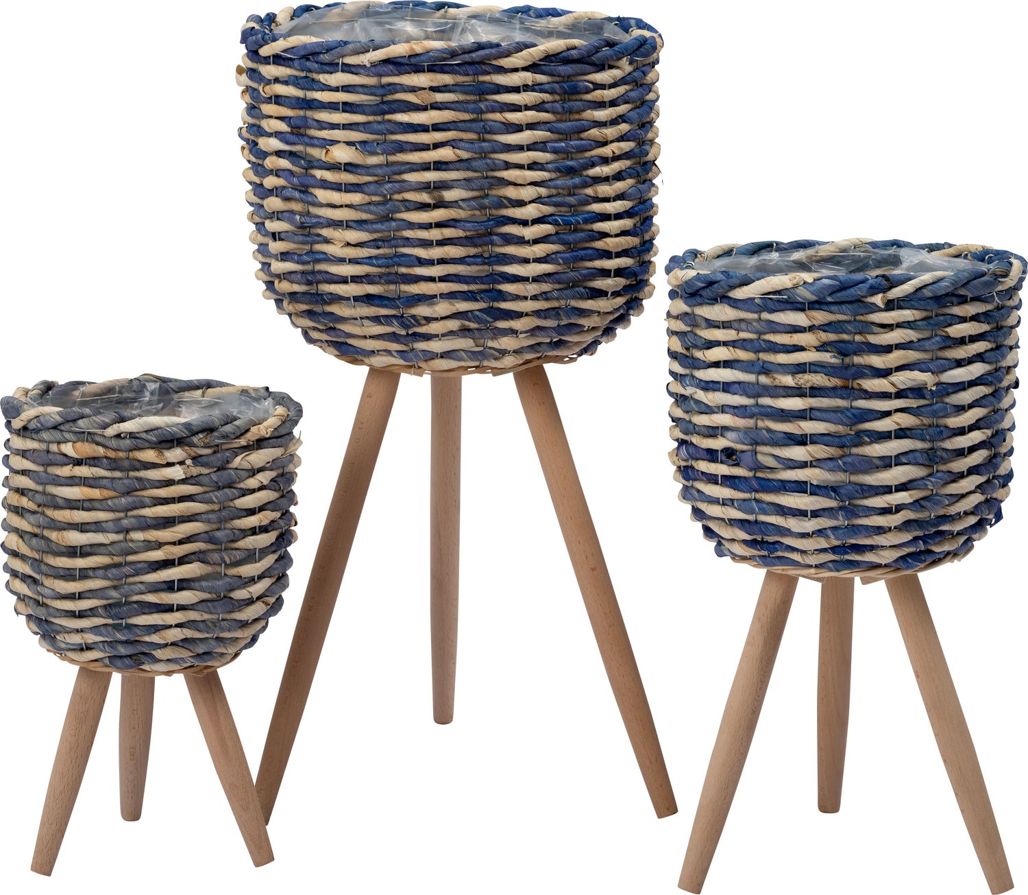 Intratuin plantenmand op poten Saar blauw / naturel D 29 H 58 cm
