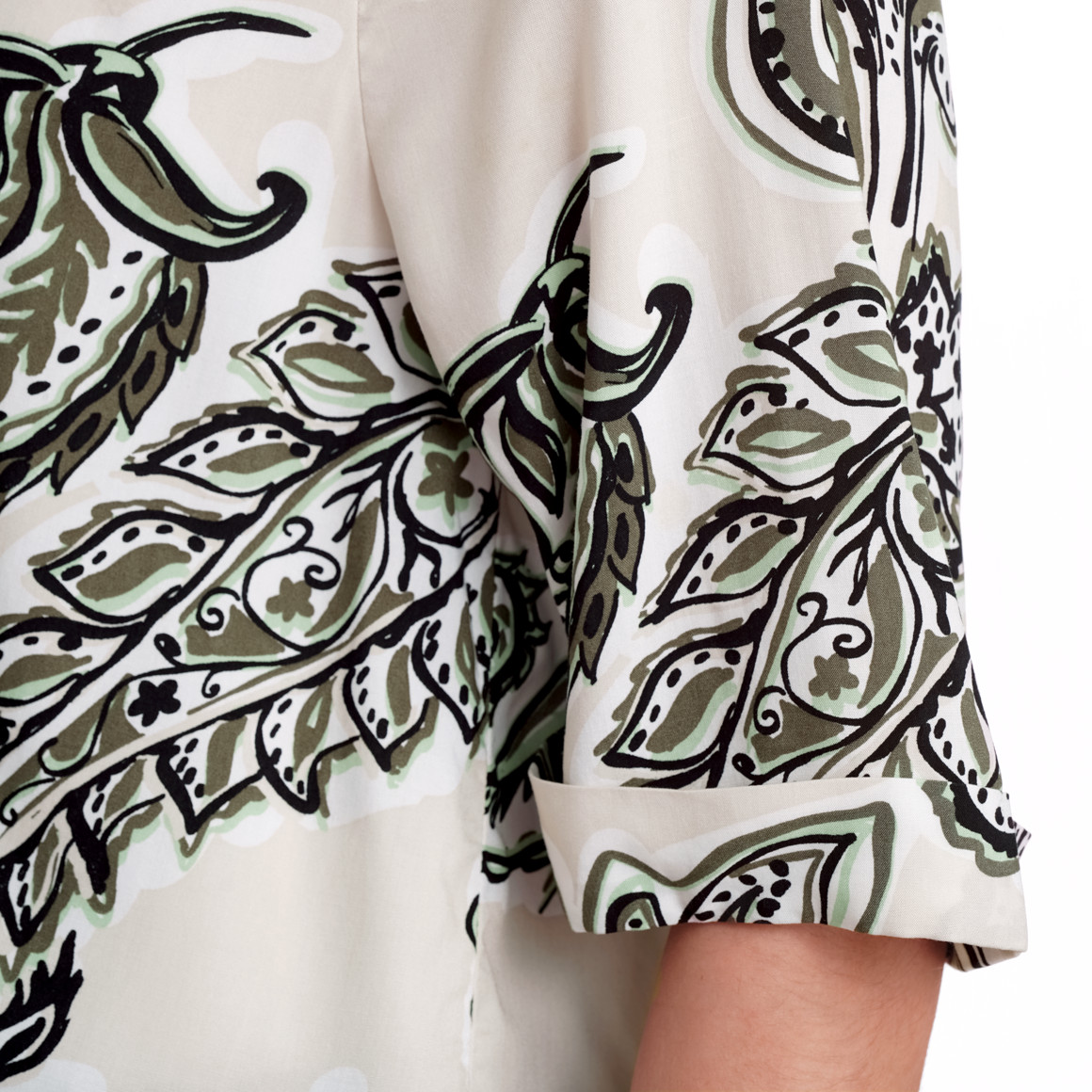 Gina Collection Damen Bluse mit Allover-Print creme / dunkelgrün