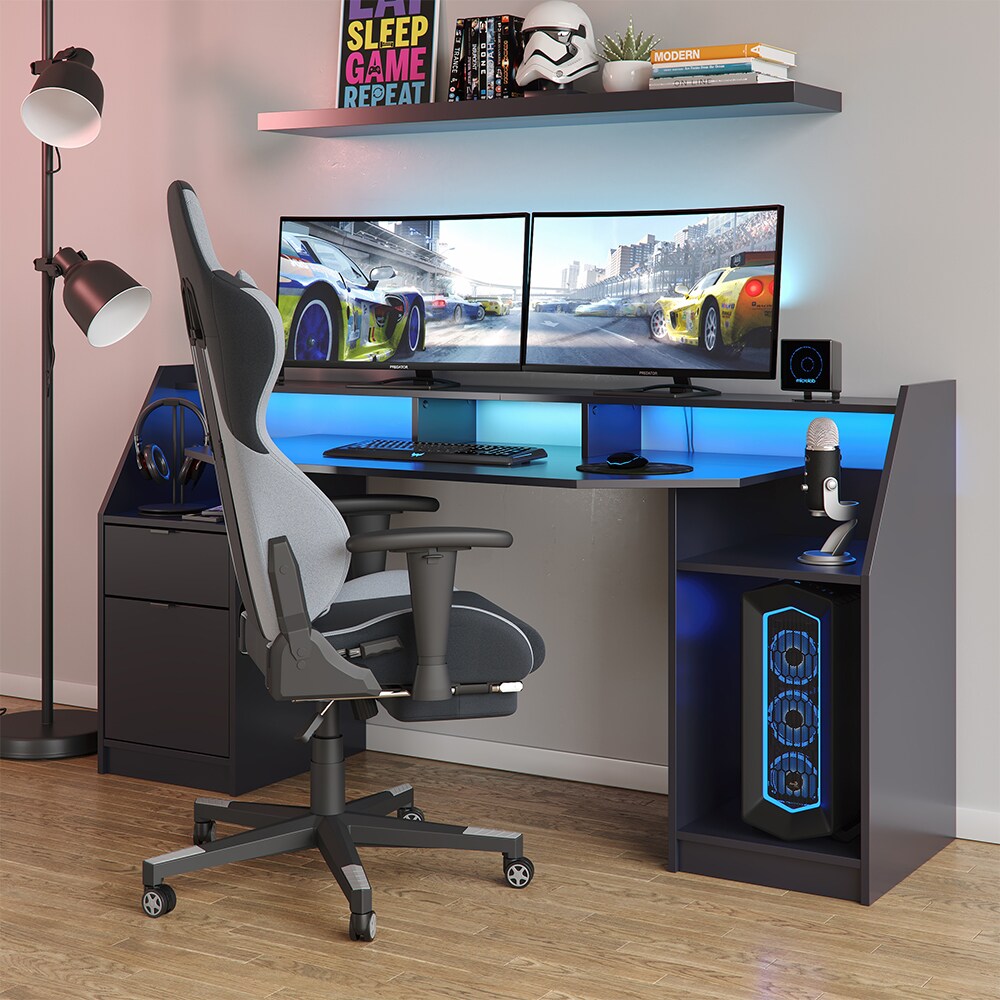 Vicco Computertisch Joel Groß PC-Tisch Schwarz Gamingtisch Schreibtisch Büromöbel