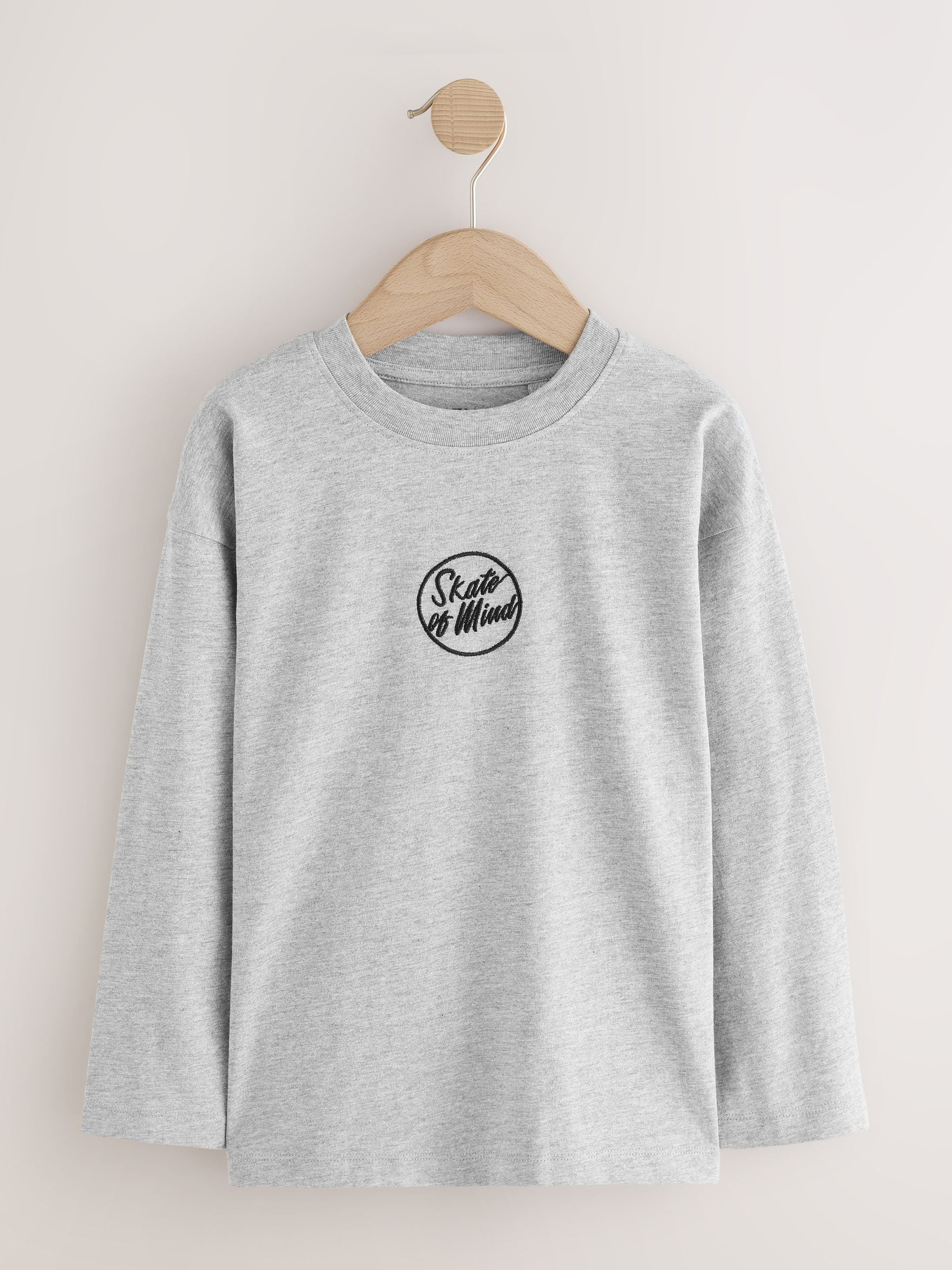 Zwart/wit/grijs gemêleerd/kaki - Long Sleeve Small Graphic T-Shirts 4 Pack (3-16yrs)