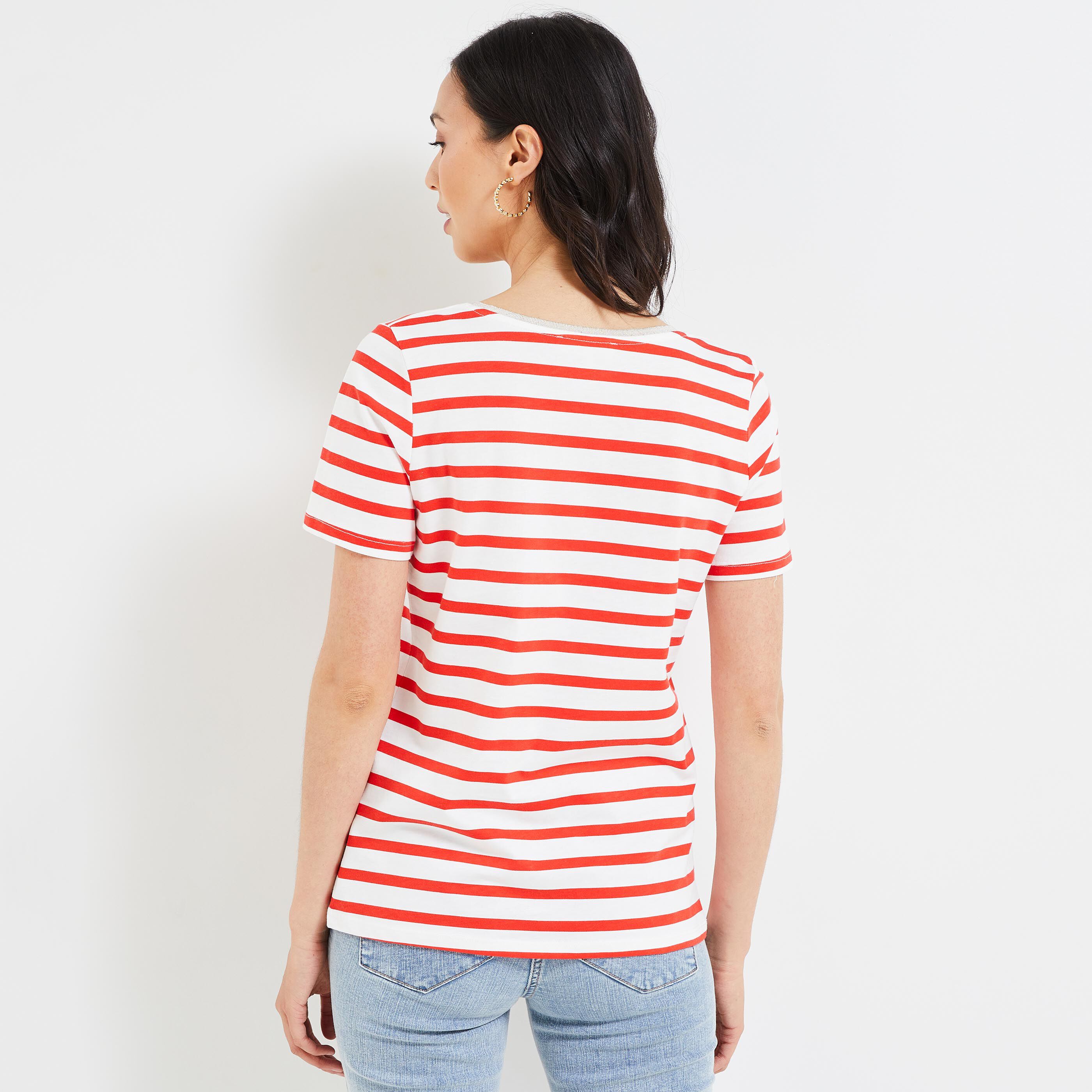 Tshirt rayé femme - ROUGE