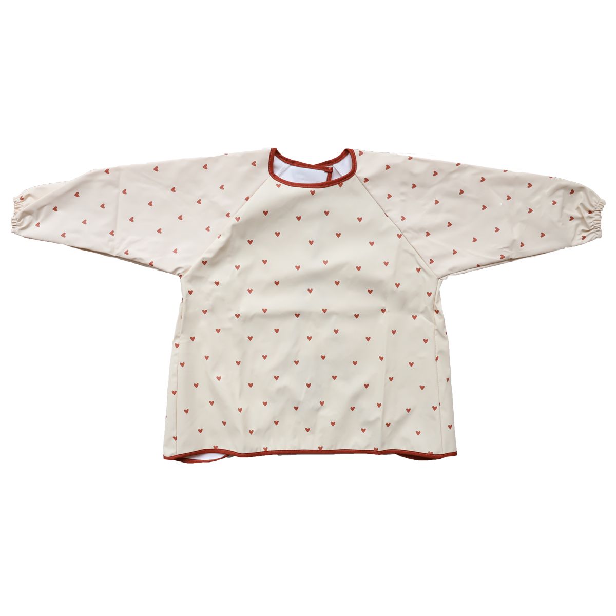 Bavoir tablier manches longues cœurs terracotta 3-5 ans Jolie saison