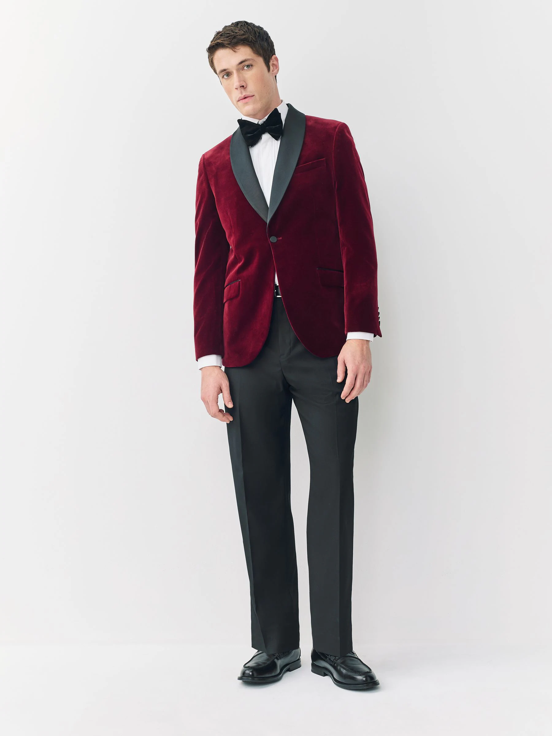 Bordeauxrood - Slim Fit - Signature Pontoglio Italian Velvet Blazer With Shawl Lapel