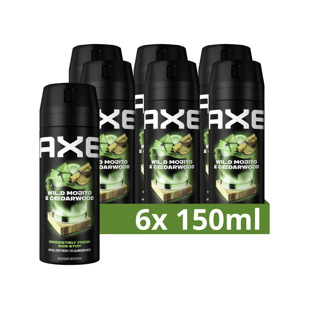 Heerlijke geurWild Green Mojito & Cedarwood deodorant bodyspray - 6 x 150 ml