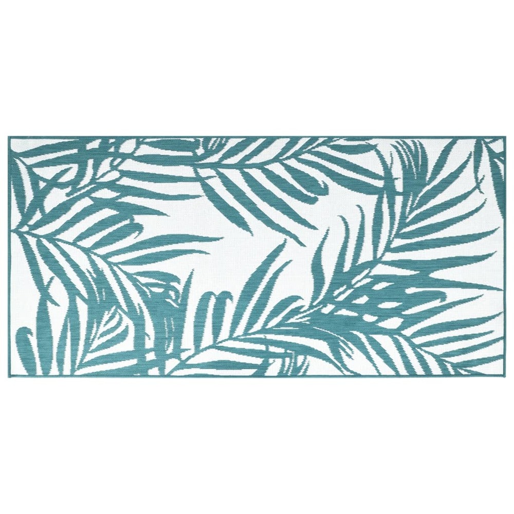 Tapis d'extérieur aqua et blanc 80x150 cm design réversible