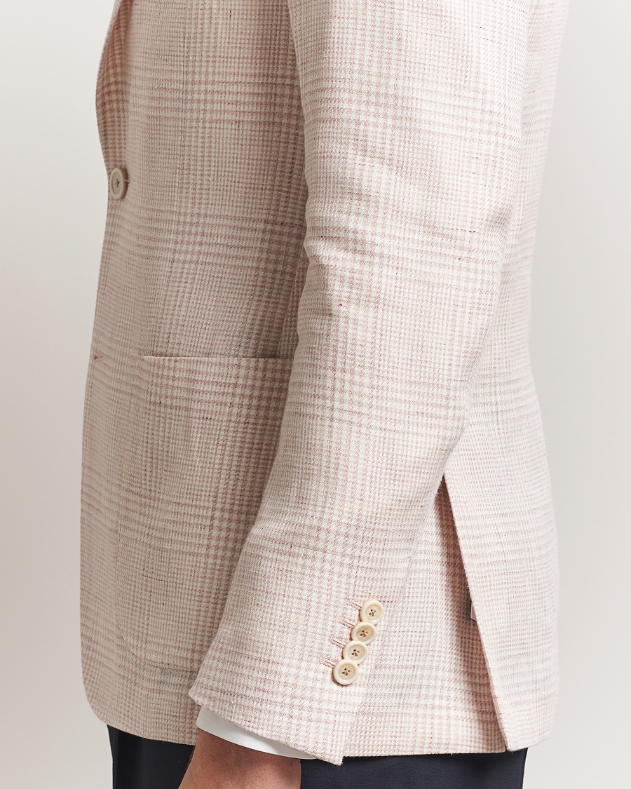 Lardini Linen/Wool Glencheck Blazer Pink