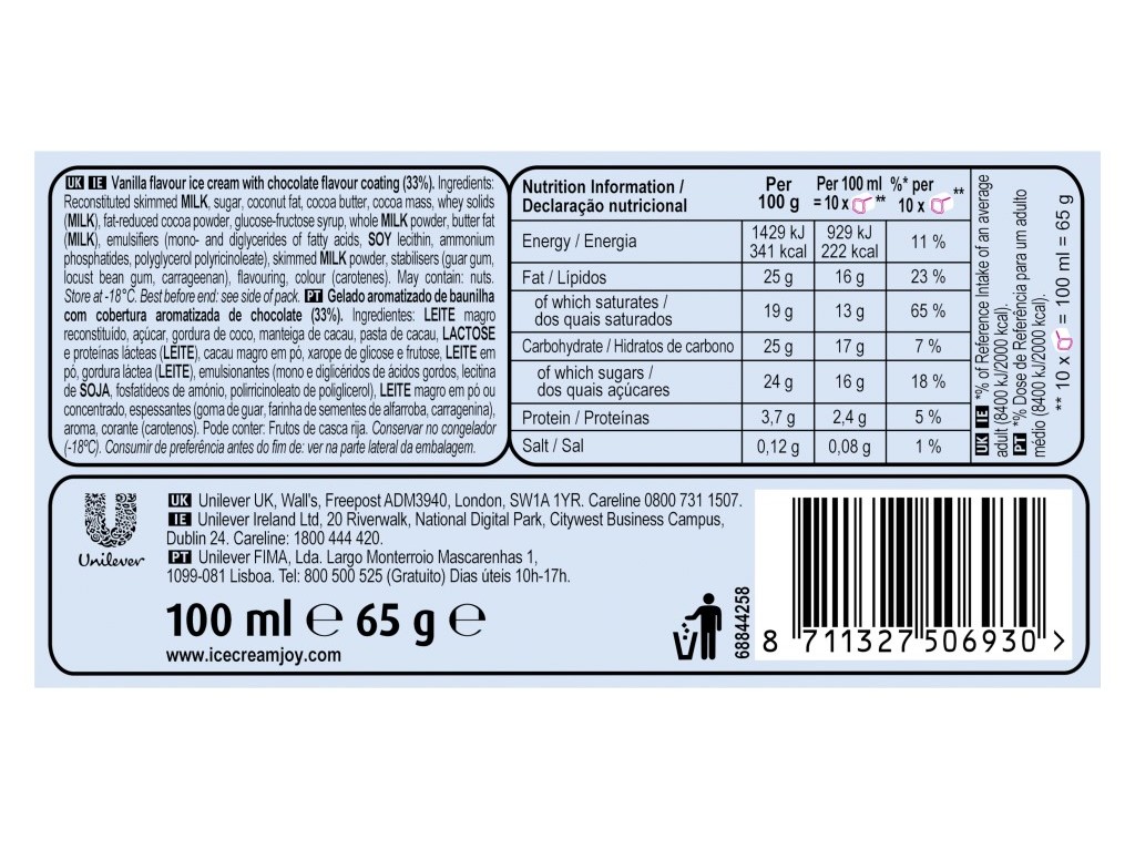 GELADO MINI BITES OLÁ BAUNILHA 10X10ML