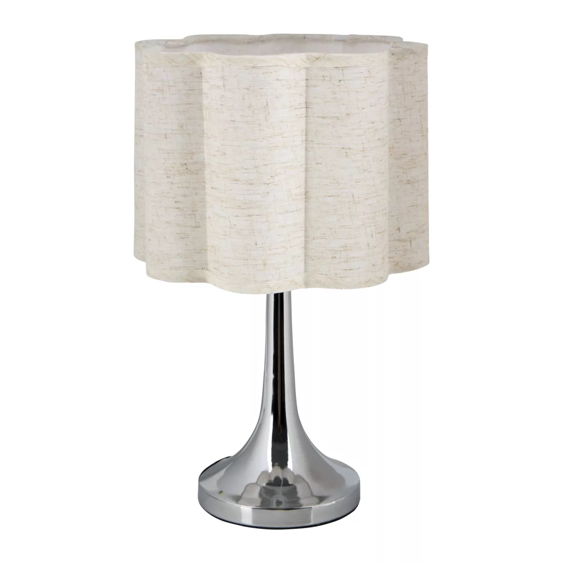 Lampe à poser métal et lin (H33 cm) Tulipe Argent