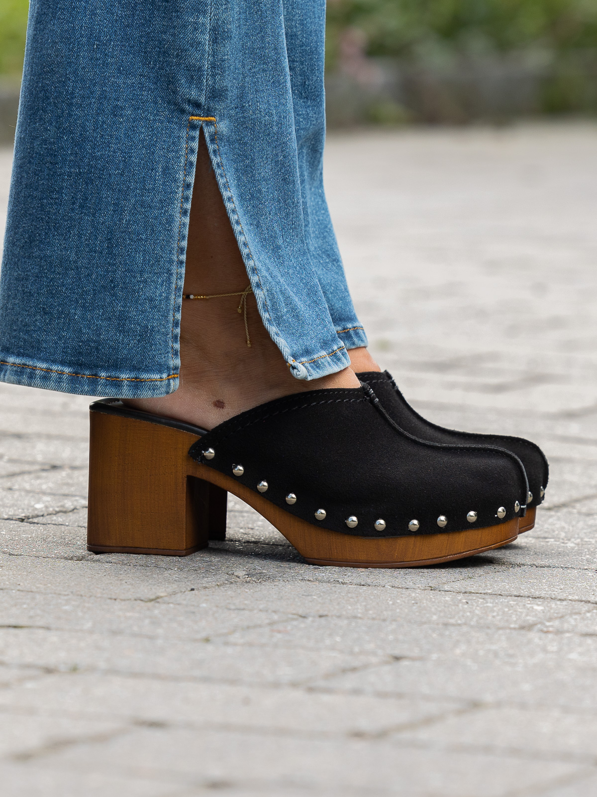Clogs Suede Black - Trapes Sko