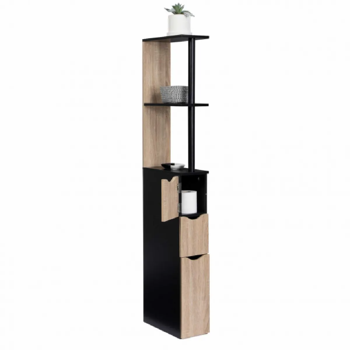 IDMARKET Willy 3 Portes - Noir et Hêtre