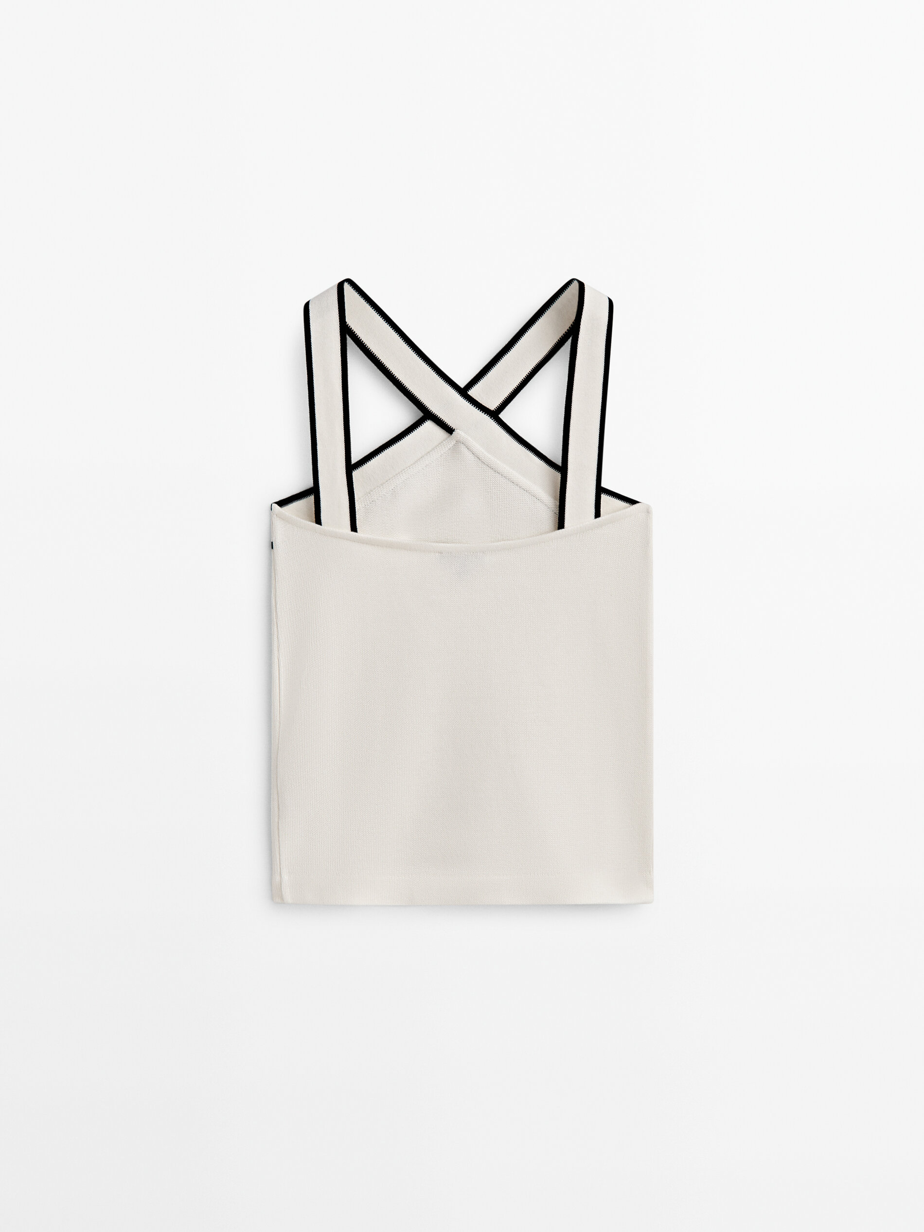 Blusa de algodão com decote cruzado contrastante - OFF-WOVEN