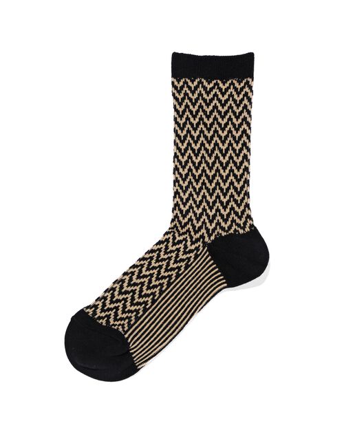 chaussettes avec zigzag en coton - 5 paires noir