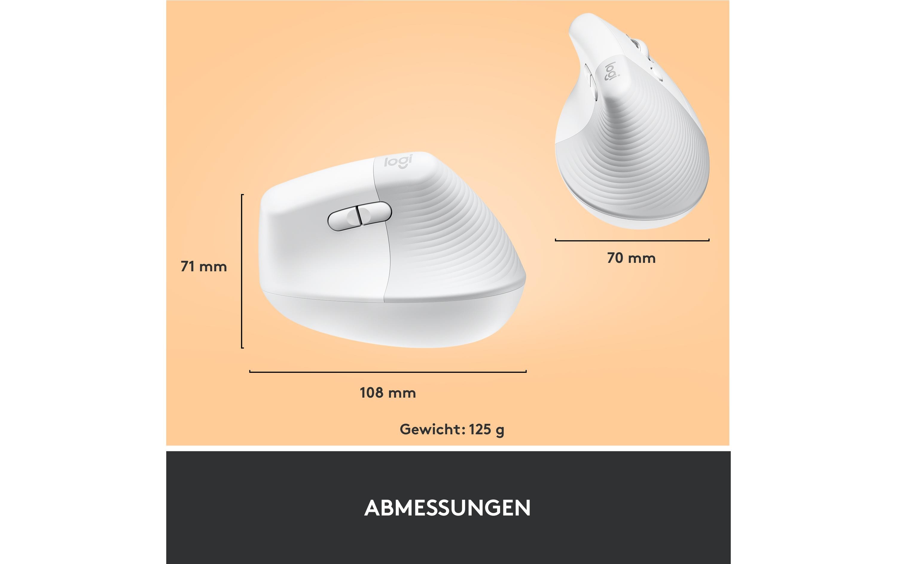 Ergonomische Maus Lift Off-whiteKomfortable ergonomische Maus mit vertikalem Design für kleine bis mittelgrosse Hände