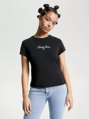 Camiseta de malha slim fit com logo essencial