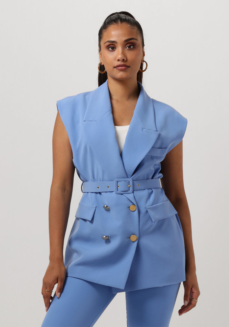 ACCESS blauwe access gilet double-breasted waistcoat with belt