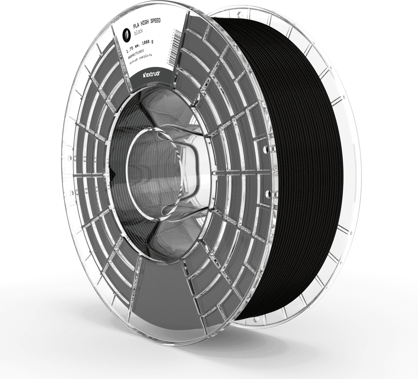 Extrudr  PLA High Speed Schwarz, 1,75 mm / 1000 g    PLA HS für Druckgeschwindigkeiten bis zu 1000 mm/s in Schwarz