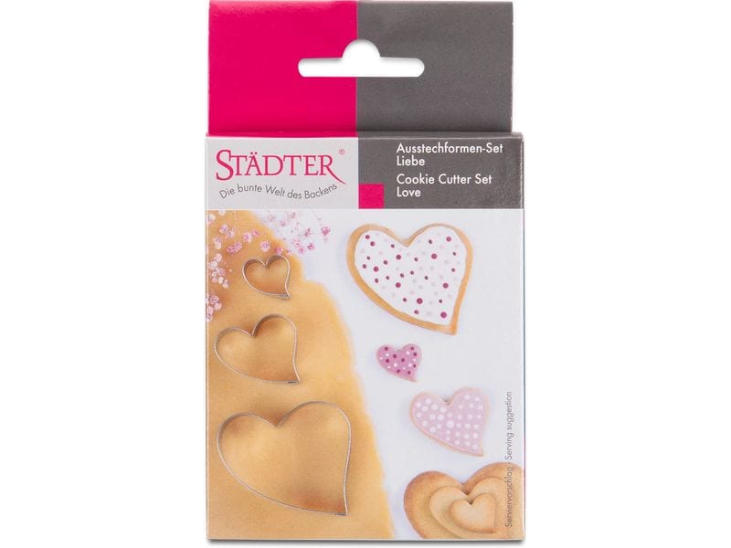 Städter Guetzli-Ausstecher Liebe, 3-teiliges Set Ausstechformen-Set