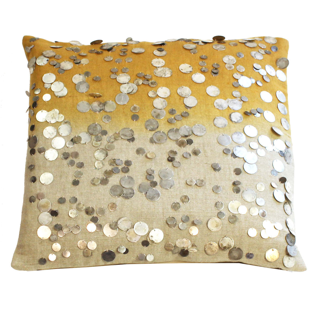 En Fil d'Indienne Housse de Coussin Gipsy Tie & Dye jaune ocre - 40x40 cm