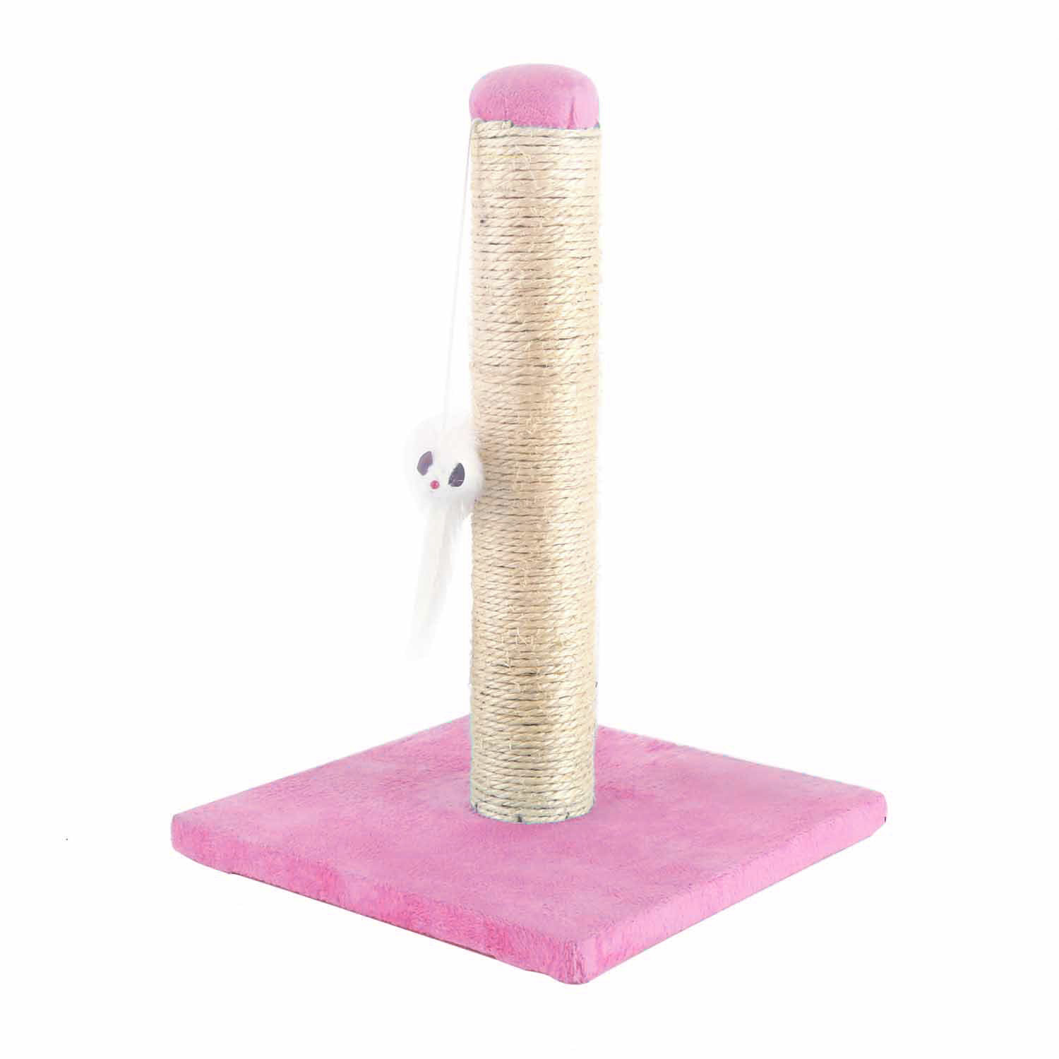 Arranhador de sisal para gatos Nobleza com brinquedo. Pequeno, rosa. Dimensões: 25 x 25 x 35 cm