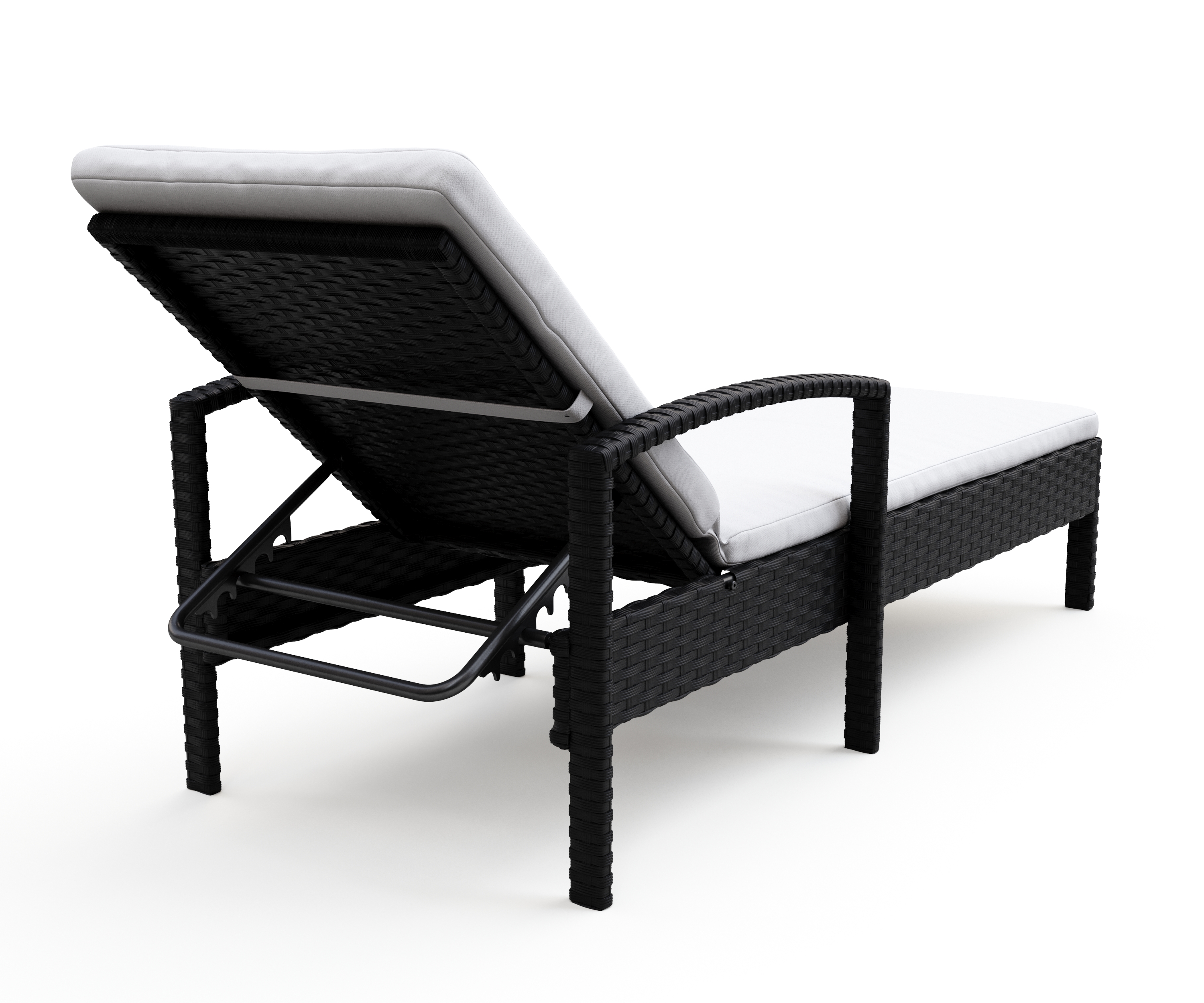 Liegestuhl Rattan TIMEA schwarz/weiss