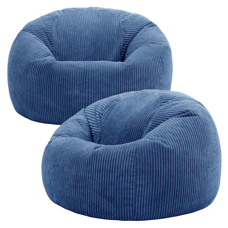 Set van 2 icon Zitzak Kingston - Corduroy Zitzak Volwassenen - Denimblauw