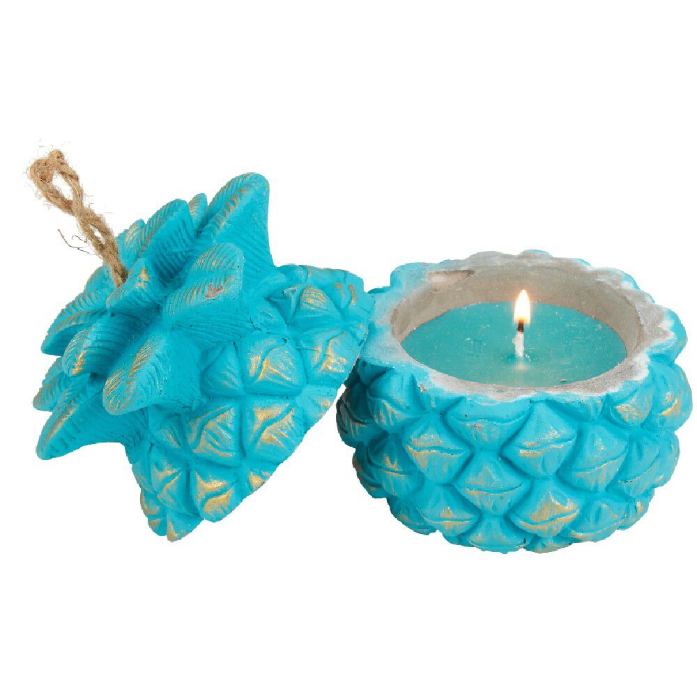 Bougie en forme d'ananas avec couvercle