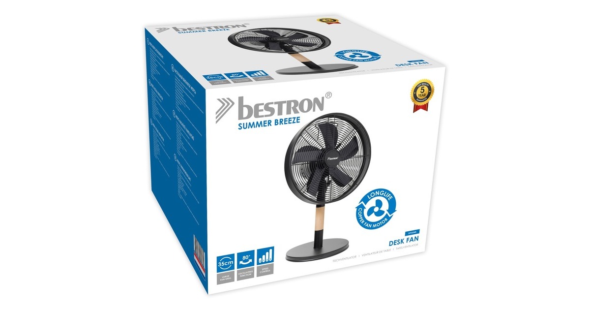 BestronDFT35WB Tafelventilator  (Zwart/houtkleur, Ø 35 cm)