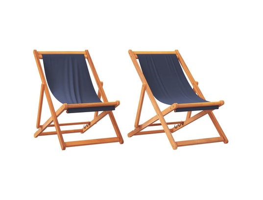 VIDAXL - Chilienne Chaises de plage pliables lot de 2 bleu tissu