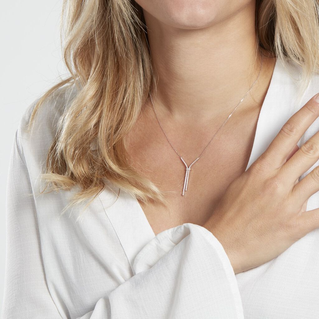 Collier Or Blanc Gwalduz Oxydes De Zirconium
