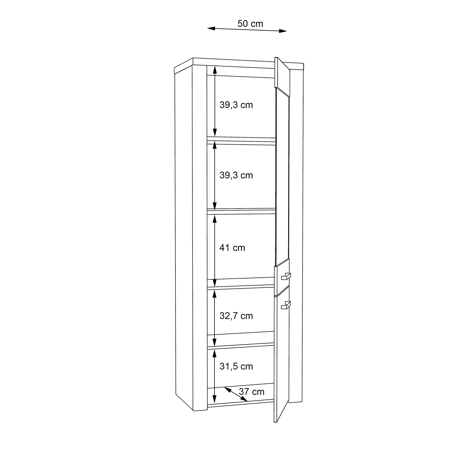 Vitrine - Sonoma Eiche - 198 cm hoch