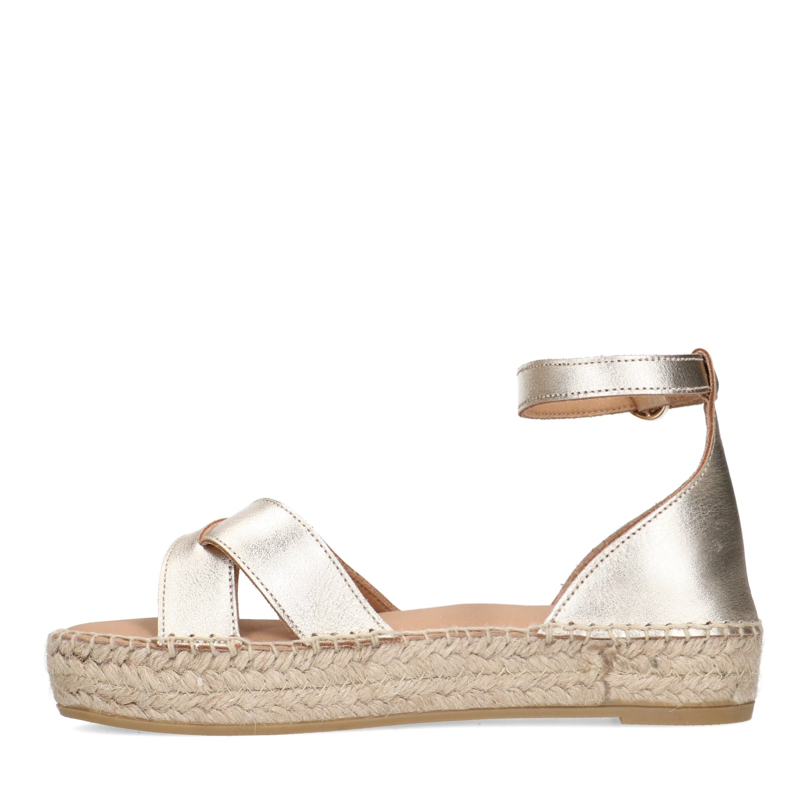 Gouden metallic sandalen met touwzool