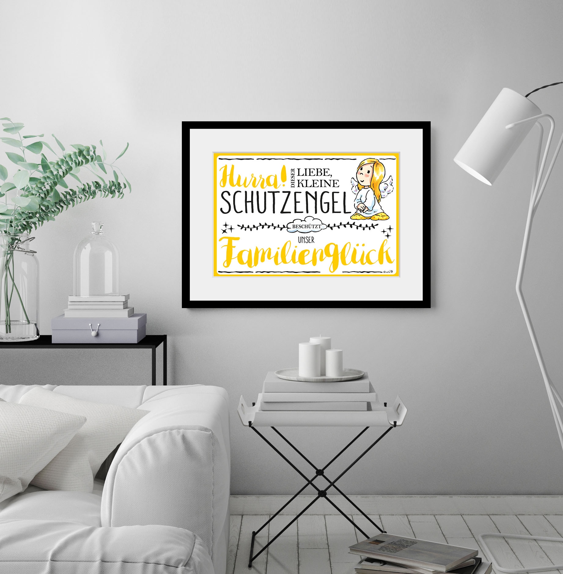 queence Bild »Schutzengel Familienglück« Blumen | Engel | Himmel | Liebessprüche | Schriftzug | Sprüche & Texte | Stern | Sterne 1 Stk. tlg. HD Premium Poster-Druck inkl. Holzrahmen