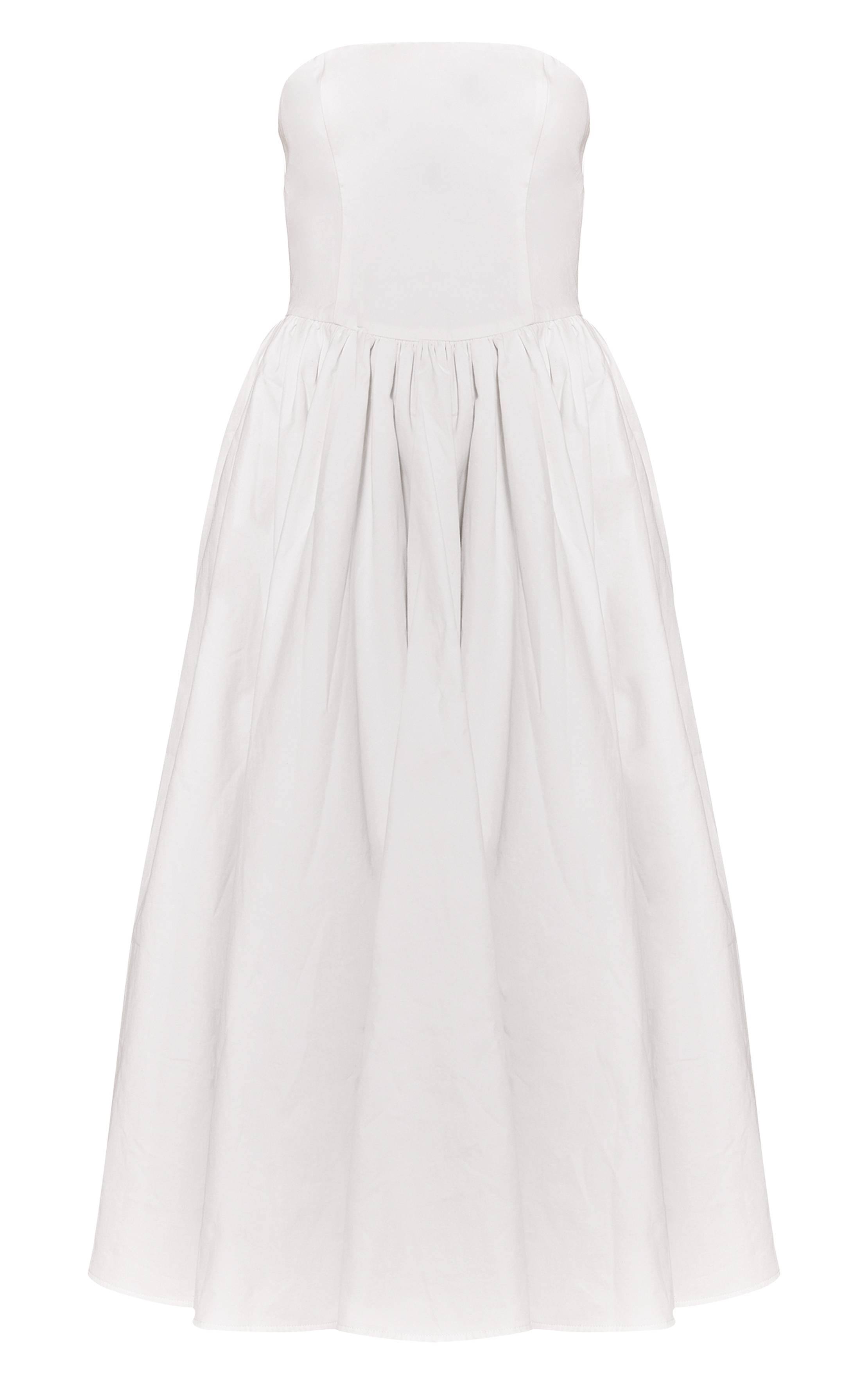 Blanc Robe Mi-longue Évasée À Bustier Tressé Froncé Pour Grandes Tailles