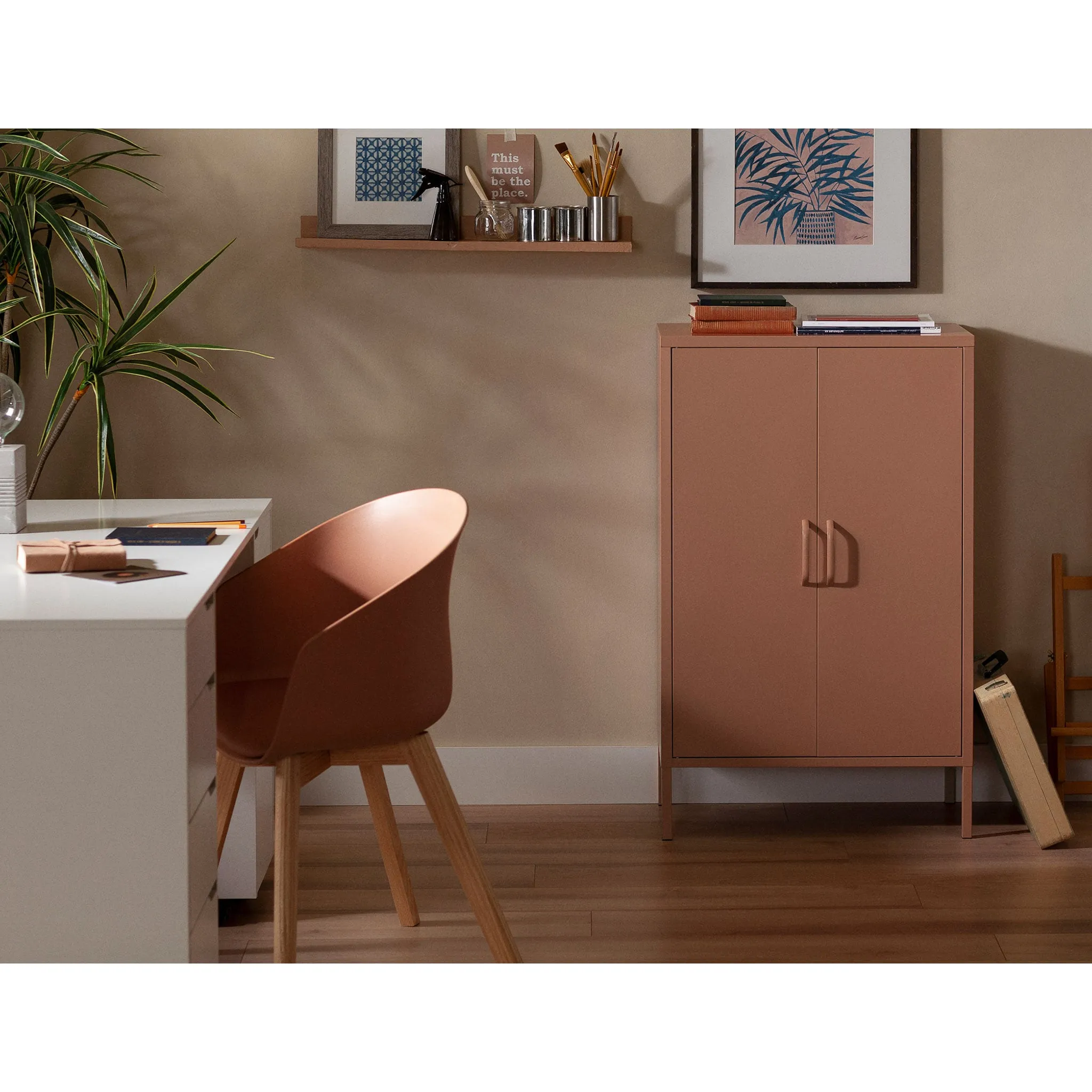 South Shore Meuble de rangement avec 2 portes en métal - Crea Terra Cotta