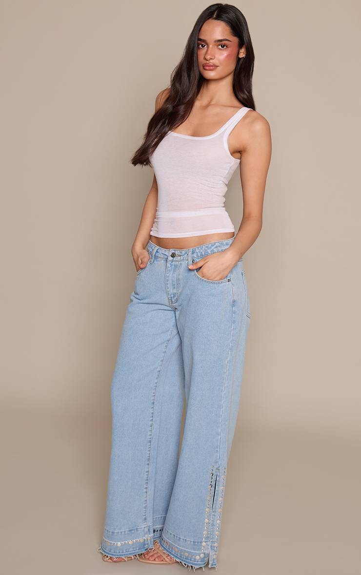 Jean Vintage À Ourlet Fendu Clouté