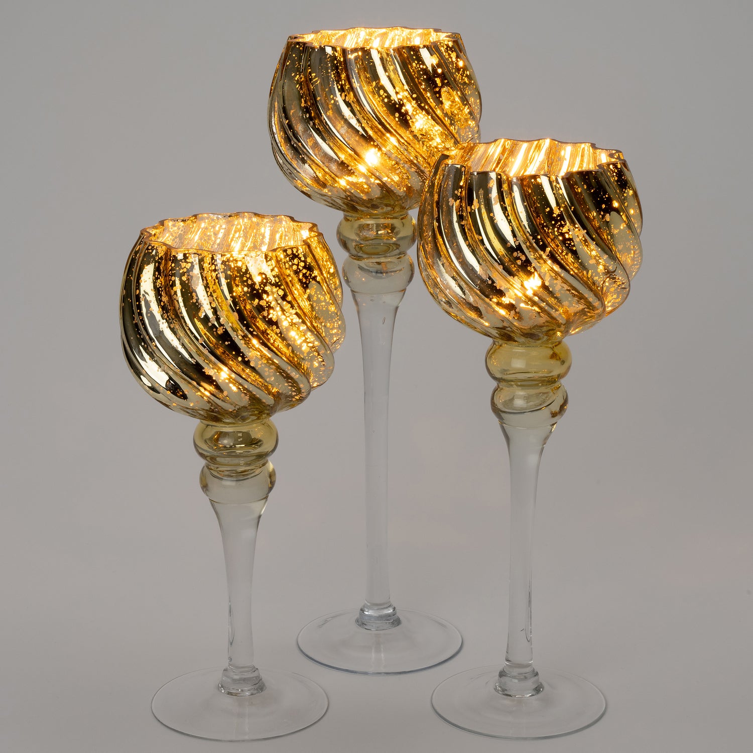 Intratuin waxinelichthouder op voet Nova goud D 12 H 35 cm