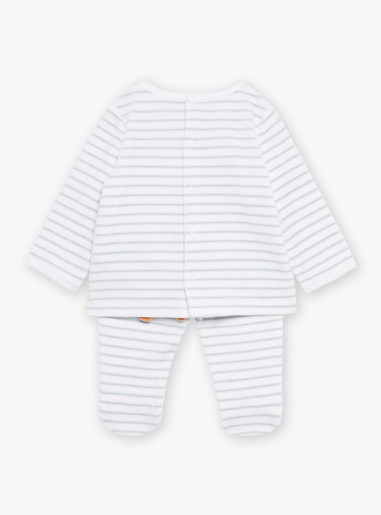 Pyjama écru à imprimé à rayures