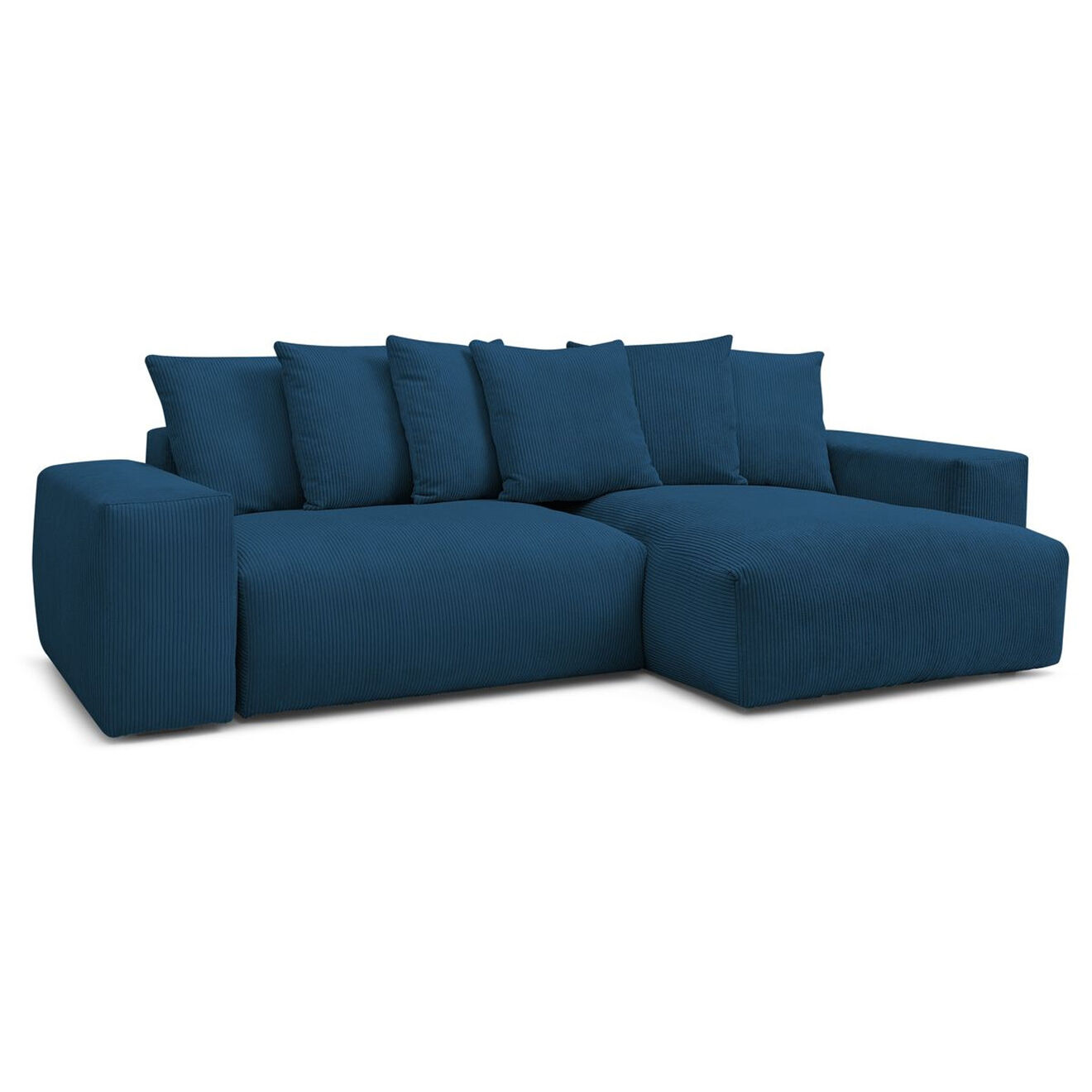 Bobochic Canapé d'angle réversible ultra moelleux voltaire velours côtelé bleu foncé - 310x174x75 cm