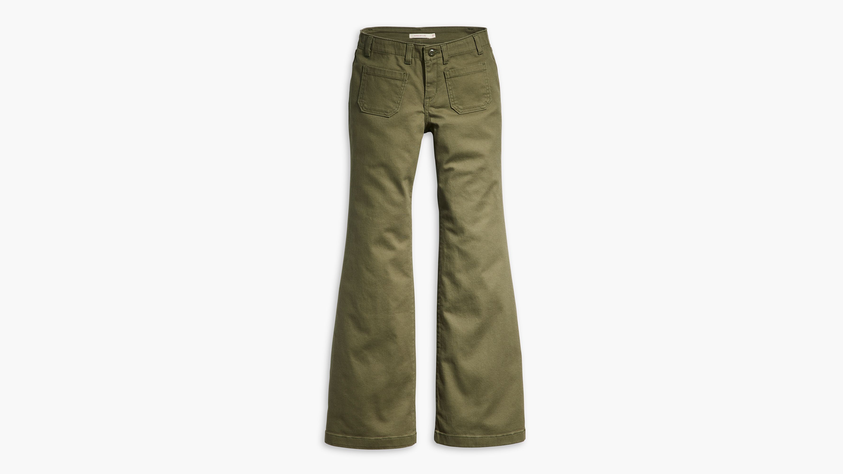 Pantalon Superlow Flare - Olive Night - Vert
