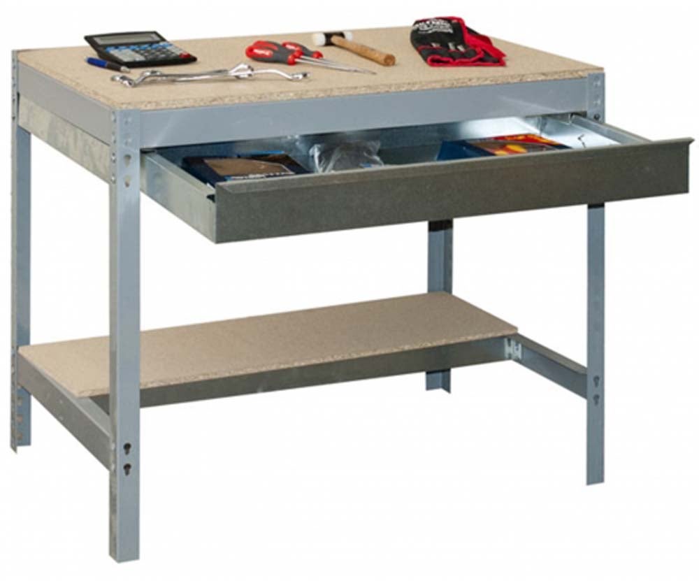 PROREGAL Buffalo werkbank met lade, afmetingen (H x B x D): 84 x 150 x 76 cm, draagvermogen: 600 kg, grijs