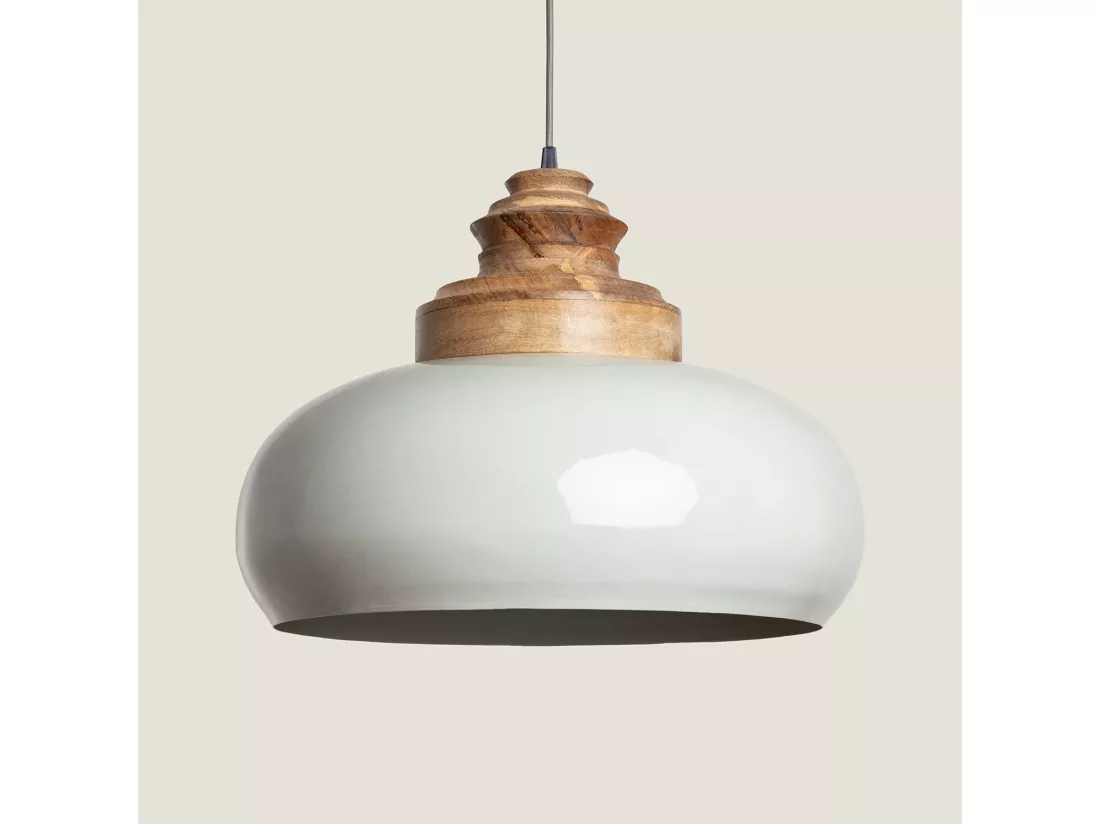 Suspension Bois et Métal Batia Yash Gris