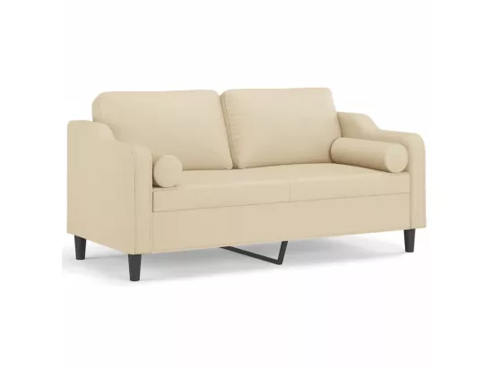 Canapé 2 places avec oreillers décoratifs crème 140 cm tissu