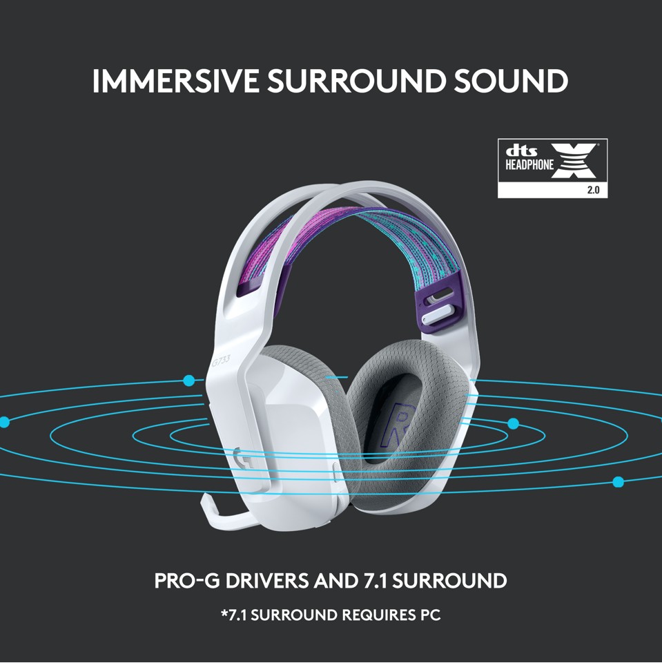 Logitech - G733 LIGHTSPEED Headset - WHITE - 2.4GHZ