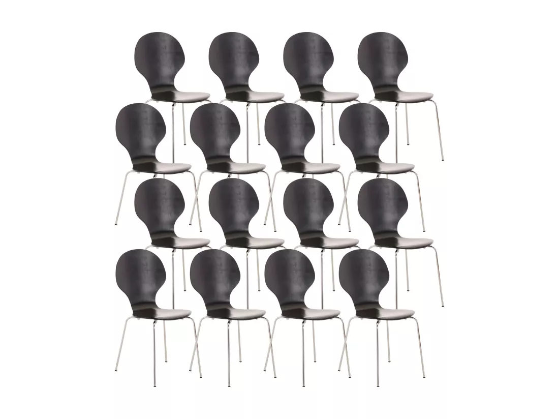 Lot de 16 Chaise de conférence - Bois - Noir - DIEGO