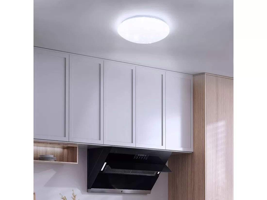NETTLIFE Plafonnier LED Lampe de Chambre à Coucher Ciel Étoilé Intensité Variable avec Télécommande 37 W Lampe de Chambre d'Enfant 28 cm pour Salon
