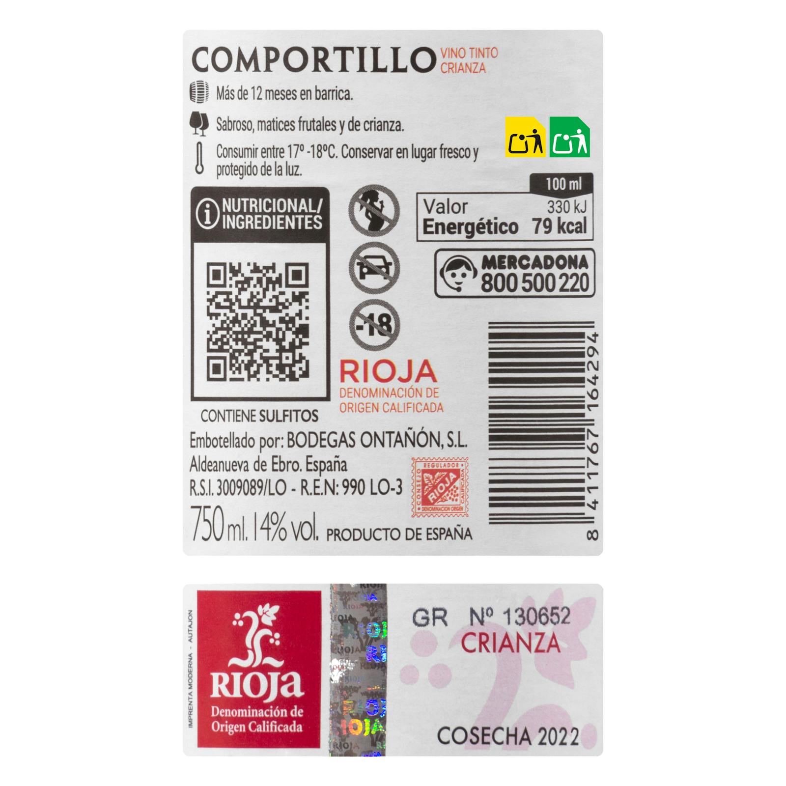 Vin rouge DO Rioja Comportillo Crianza