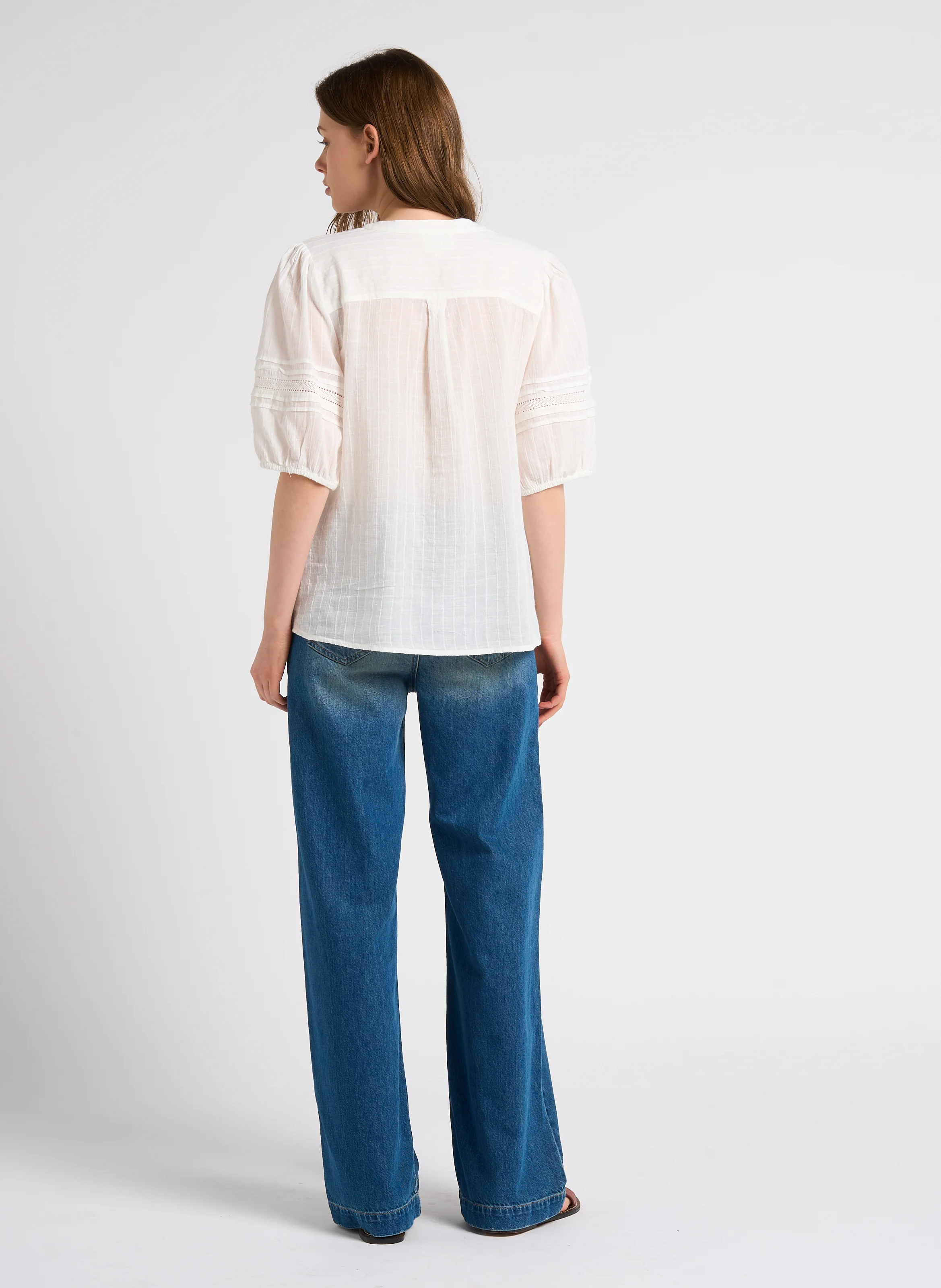 SANDY - Jean taille basse délavée en coton | Bleu