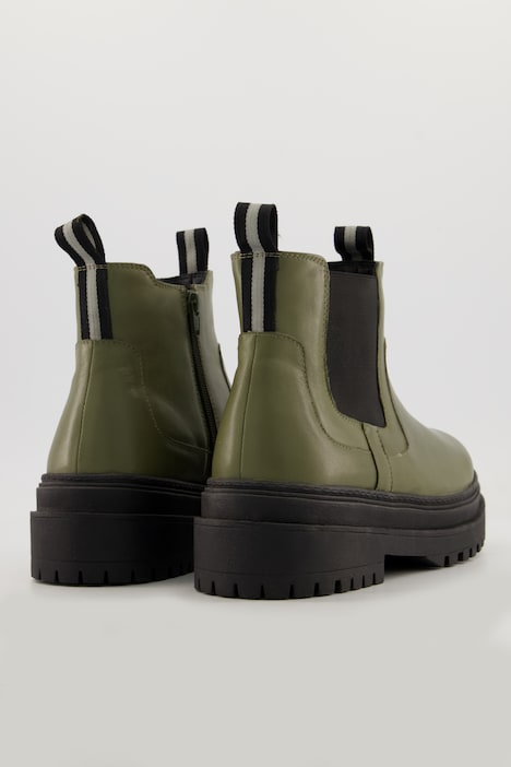 Chunky Chelsea-Boots, Elastikeinsatz, Zipper, Weite H